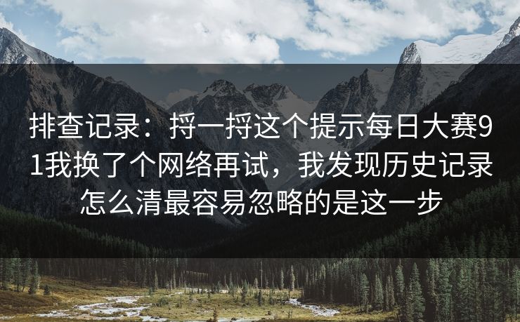 排查记录：捋一捋这个提示每日大赛91我换了个网络再试，我发现历史记录怎么清最容易忽略的是这一步